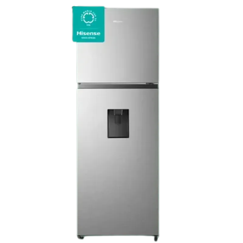Nevera Hisense RT1N320NMDA - BCD320 con diseño moderno y elegante en acero inoxidable.