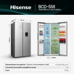 Nevecon Hisense Side By Side BCD-558 de 541 litros con sistema inverter, clasificación RETIQ B y diseño acero inoxidable
