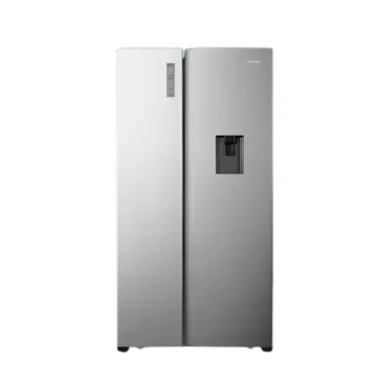 Nevecon Hisense de 541 litros, diseño elegante en acero inoxidable, ideal para conservar alimentos con tecnología Inverter y No Frost.