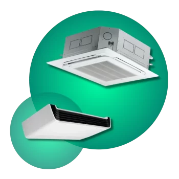 Categoria aires comerciales Aires acondicionados comerciales tipo cassette y ducto para climatización eficiente en grandes espacios.