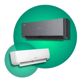 Categoria aires residenciales Aires acondicionados residenciales en diferentes colores, con diseño moderno y alto rendimiento.