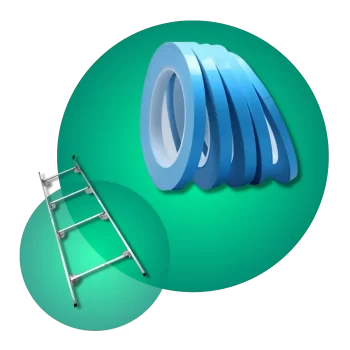 Categoria herramientas linea marron Cintas adhesivas y escalera de mantenimiento para reparación de equipos electrónicos.