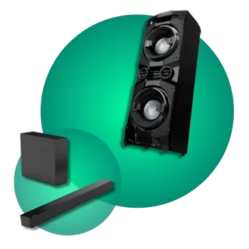 Categoria sistemas de audio Sistemas de Audio como Bocina de alta potencia y barra de sonido con subwoofer para una experiencia de audio envolvente.
