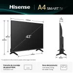 Medidas del televisor Hisense 43A4NV con base y sin base
