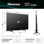 Medidas y peso del Hisense Q7QG 65″: VESA, grosor y base Dimensiones del televisor Hisense Q7QG 65 pulgadas con medidas y peso