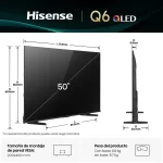 Medidas y peso del televisor Hisense Q6 QLED 50″ 50Q6QV con soporte VESA Dimensiones, peso y montaje del televisor Hisense QLED 50 pulgadas modelo 50Q6QV