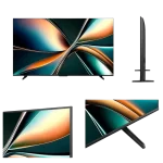 Vistas del televisor Hisense 65U7QG desde diferentes ángulos, diseño moderno y delgado