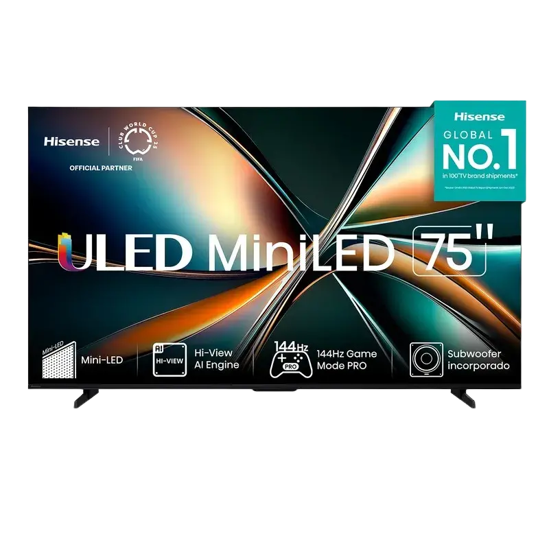 Televisor Hisense 75U7QG ULED Mini-LED 75 pulgadas con Hi-View AI Engine, Game Mode PRO y subwoofer integrado