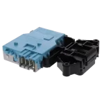 Bloqueador de puerta LG EBF49827801 mostrando los terminales de conexión de 3 pines, esenciales para la correcta instalación eléctrica.