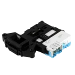 Imagen completa del bloqueador de puerta original LG EBF49827801, mostrando el mecanismo de bloqueo, la carcasa protectora y los terminales de conexión.