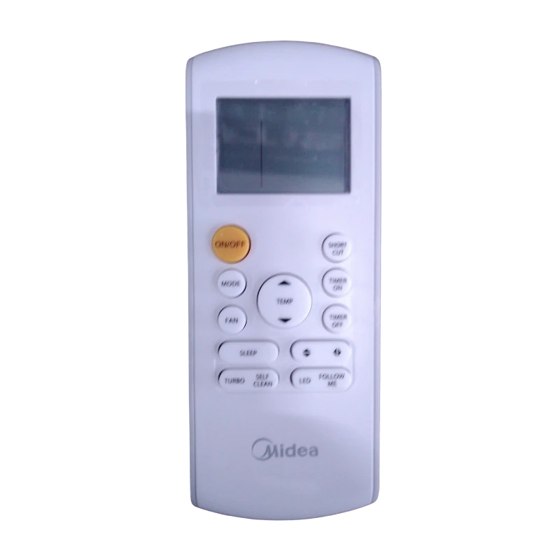 Control remoto Midea RG57A2/BGEF con pantalla y botón amarillo ON/OFF