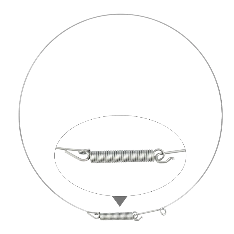 Diagrama del aro metálico de 35 cm para lavadora LG, con una vista ampliada que detalla el resorte de tensión