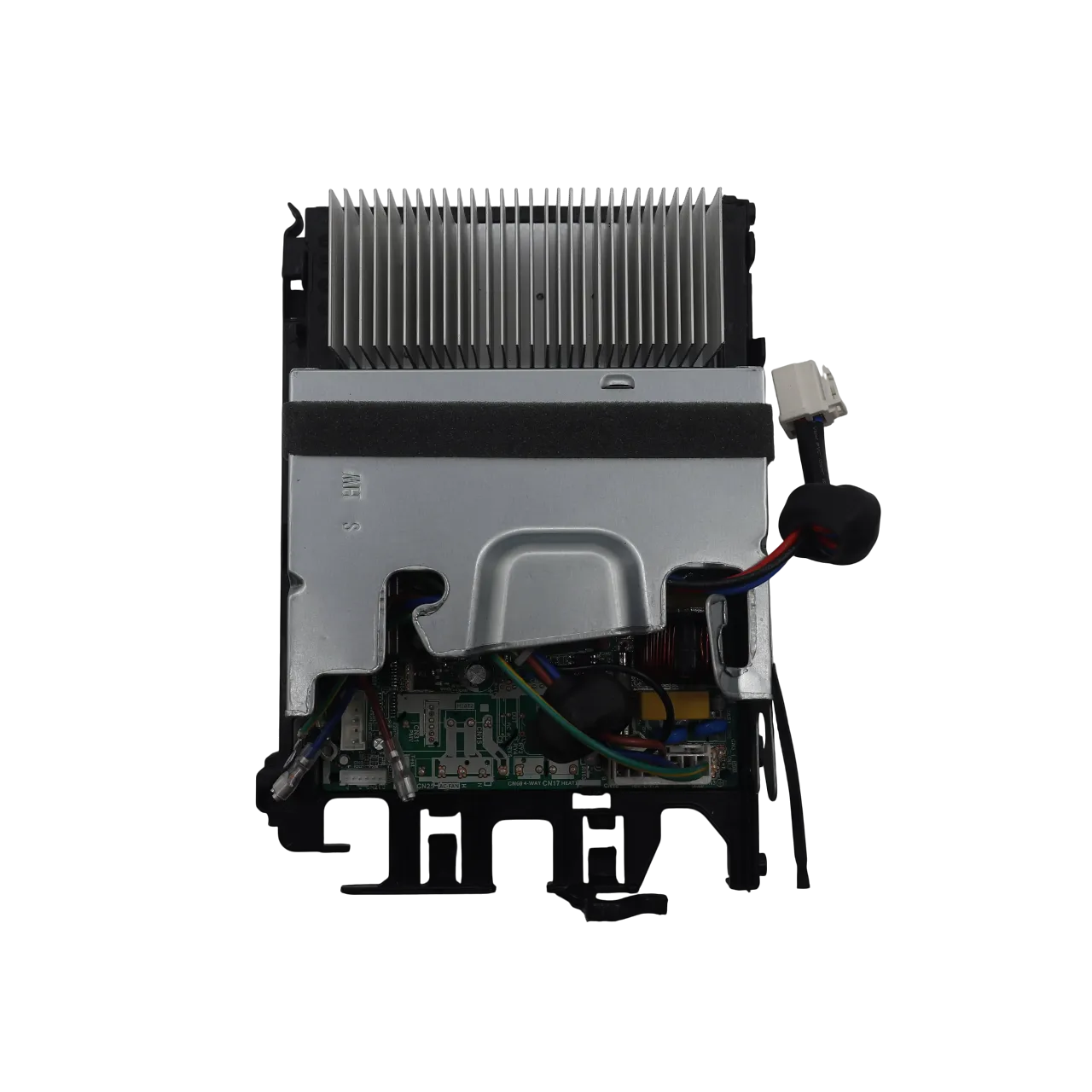 Vista interior de la Electronic Control Box 17222000036556 Midea con inductores y condensadores