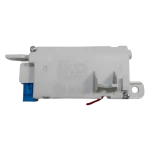 Parte trasera del interruptor de bloqueo LG, mostrando la etiqueta del fabricante SAMCO, las especificaciones (DC 16V 0.65A) y el país de origen.