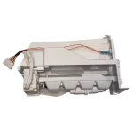 Conexión del Ensamblaje de Ice Maker LG 5989JQ1001H | Repuesto OEM Vista trasera del Kit de Fábrica de Hielo LG 5989JQ1001H donde se aprecia el arnés de cableado y el conector principal para la instalación.