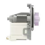 Perfil lateral del Motor Bomba de Circulación LG EAU61383503, mostrando la estructura del motor y la carcasa gris de la bomba.