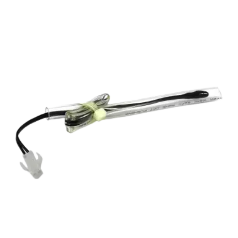 Sensor de temperatura Midea 11201007000283 con punta encapsulada en silicona y conector blanco.