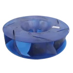 Turbina azul para aire acondicionado Midea 12100103000142 con aspas curvas y diseño circular para alto flujo de aire