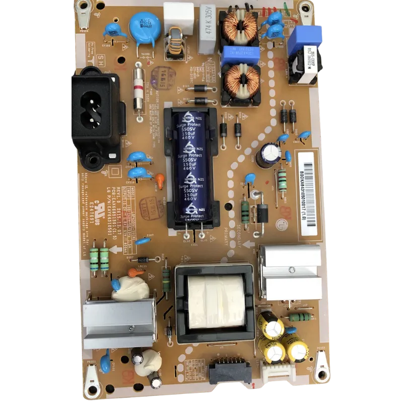 Fuente de alimentación LG EAY64310501 LGP43DS1-16CH1 (EAX66851301 1.5) vista frontal; repuesto de segunda para TVs 43LH570T-DJ y 43LH573T-DE
