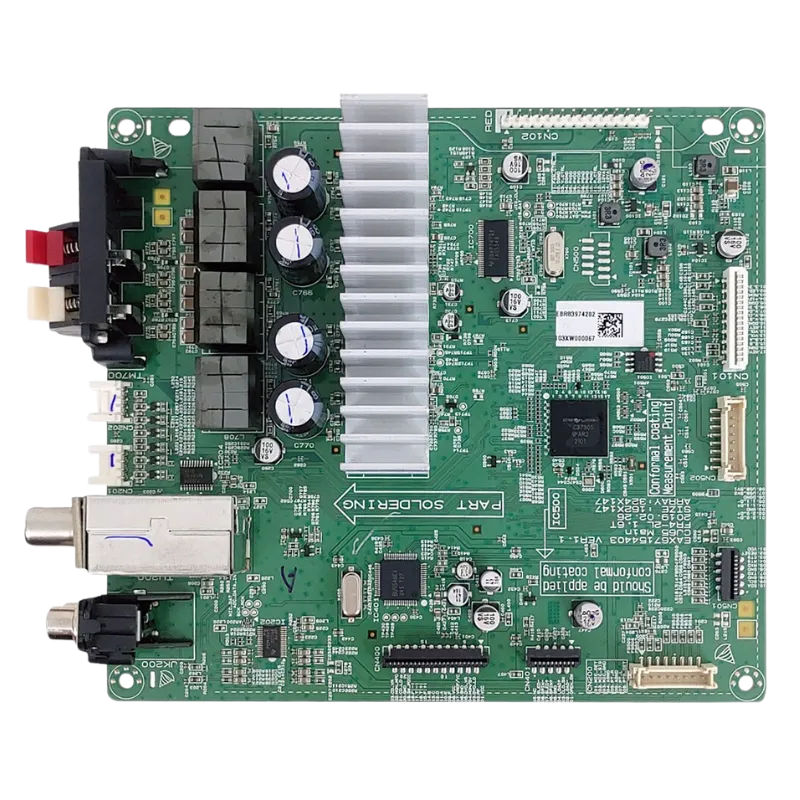 Main Control Board LG XBOOM CJ65 – Vista superior Main Control Board LG XBOOM CJ65, vista superior con componentes y disipador de calor.