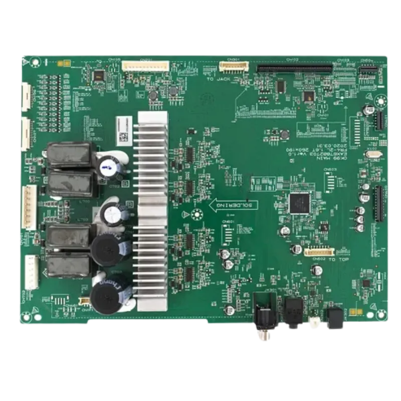 Main Control Board LG XBOOM OK99 — vista superior Main control board LG XBOOM OK99 vista superior con disipadores y capacitores