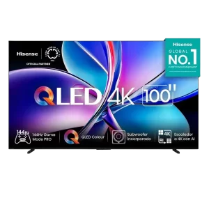 Televisor Hisense Smart 100" QLED/4K Google TV 144Hz 75W 100Q7QG