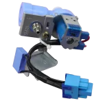 Vista posterior válvula LG AJU72952607 con conector y soporte metálico