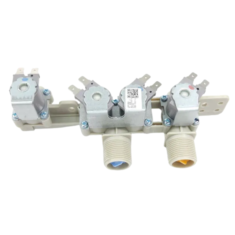 Válvula de entrada LG AJU72912210 vista frontal con tres solenoides y doble rosca de entrada