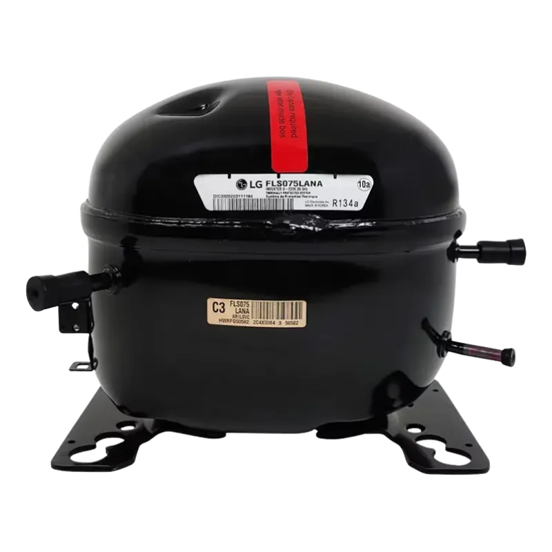 Lateral del compresor inverter LG TCA38091801 con tuberías de descarga y succión