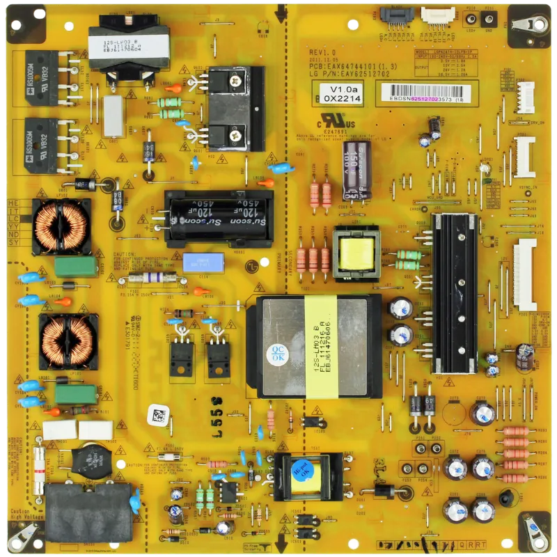 Fuente de alimentación LG EAY62512702 para televisor – vista detallada de componentes y etiquetas