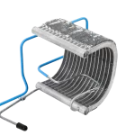 Condenser Assembly, Wire LG ACG76304502 OEM curvo con aletas y línea azul – vista en ángulo