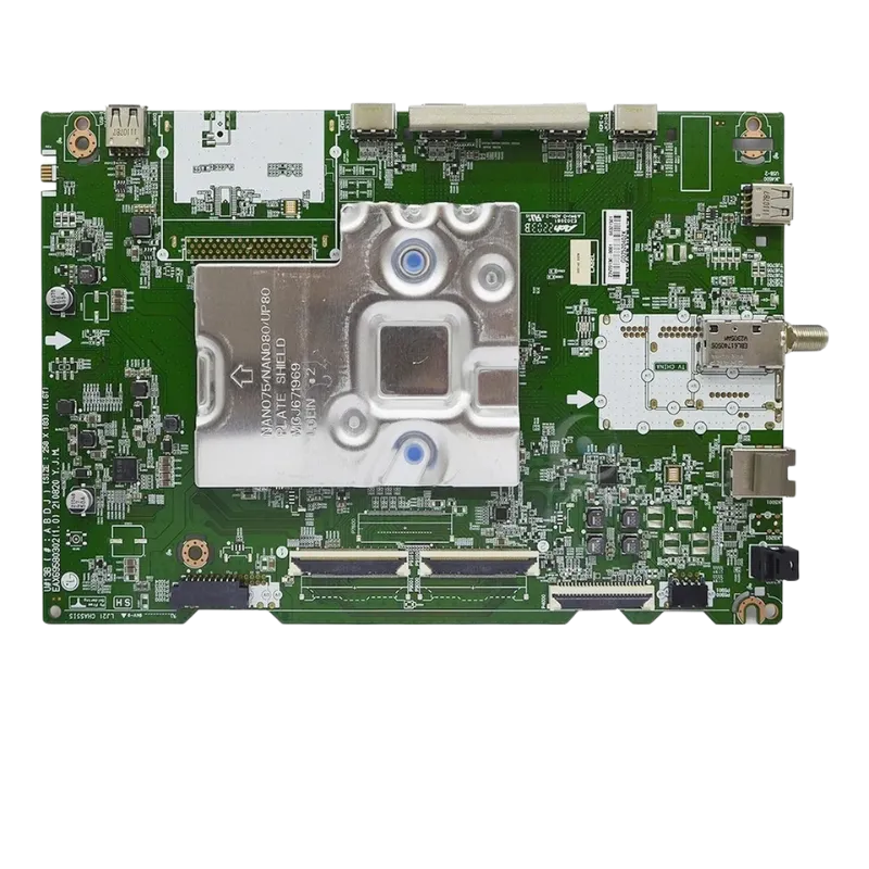 Vista cenital de la Main Board EBU66321501 LG con blindaje