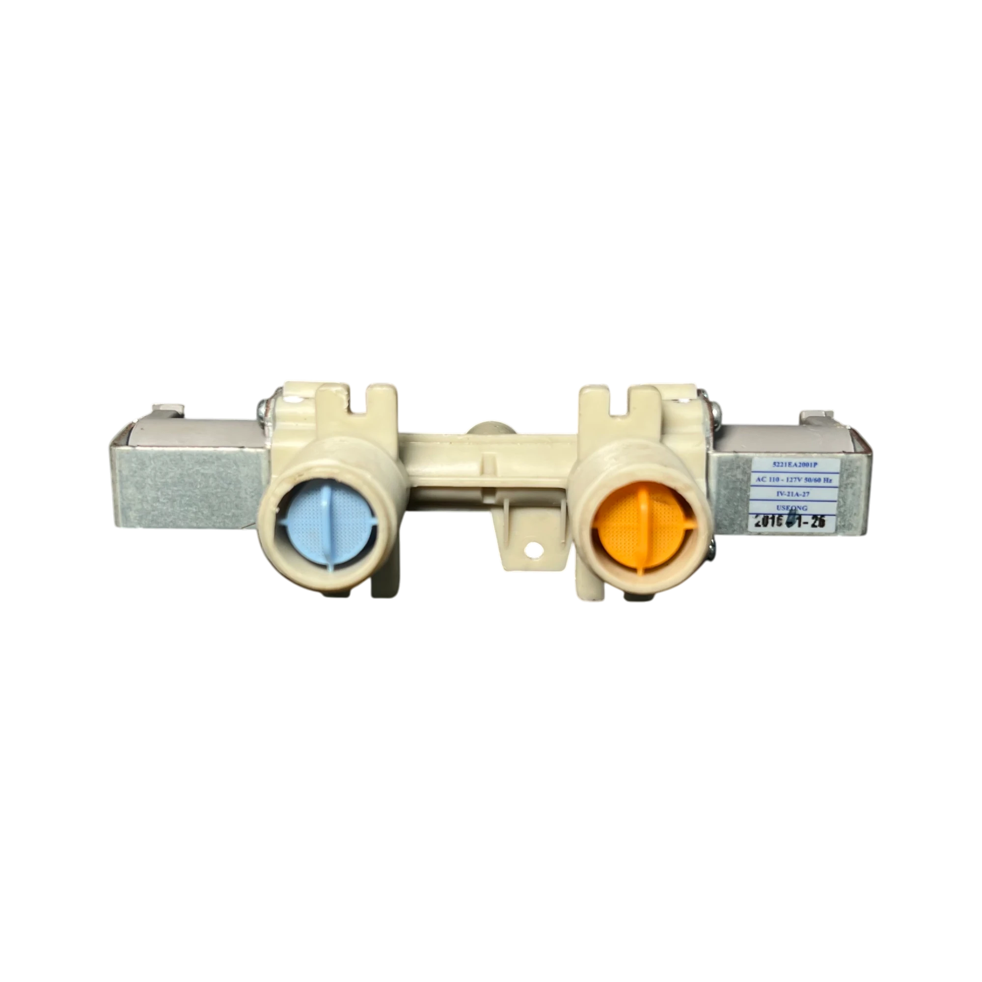 Válvula de entrada de agua doble LG 5221EA2001P vista frontal para lavadora LG