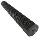 Ventilador tangencial LG ADP73513403 en perspectiva con eje sobresaliente.