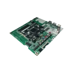 Tarjeta madre LG EBU65711101 en perspectiva con blindaje EMI y conectores AV multicolor