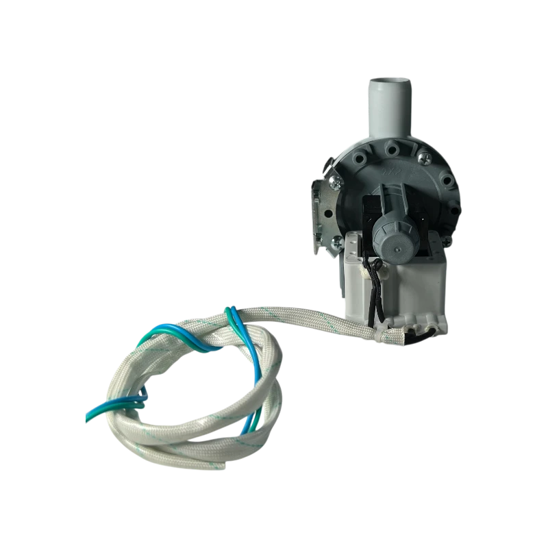 Bomba de drenaje Samsung DC81-00695A con arnés textil, vista frontal del cuerpo y salida superior