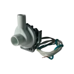 Bomba de drenaje DC81-00695A perspectiva tres cuartos, boca de succión y salida frontal