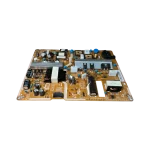 Fuente BN44-00804A Samsung, perspectiva baja frontal; placa L55CS1_FHS con bobinas, transformadores y disipadores visibles.