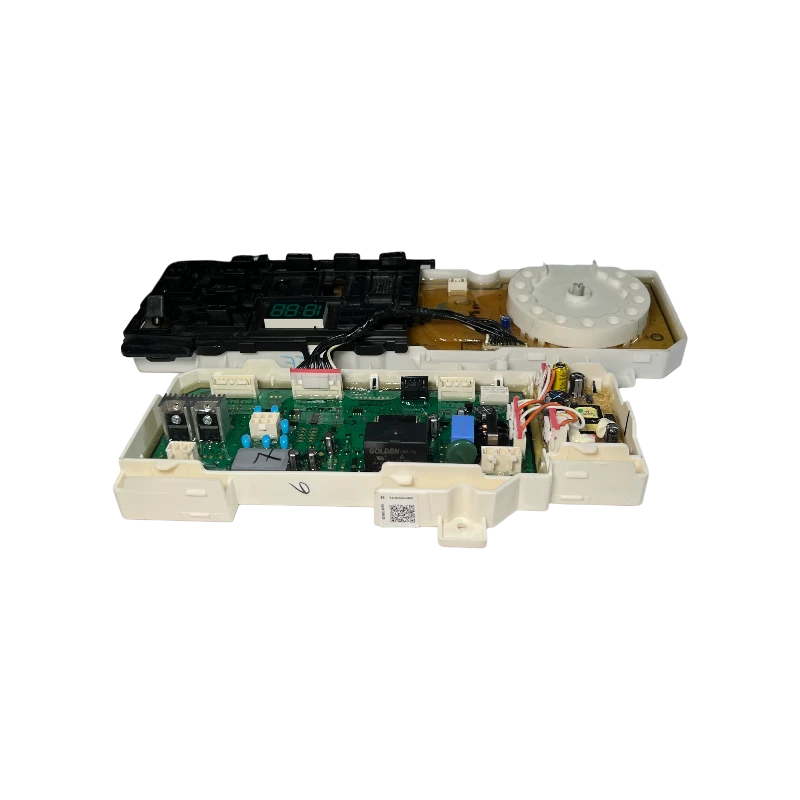 Kit de main board Samsung DC92-02974A para WA3300A/WA3400T (pulsator), vista superior con PCB verde, panel negro y dial blanco