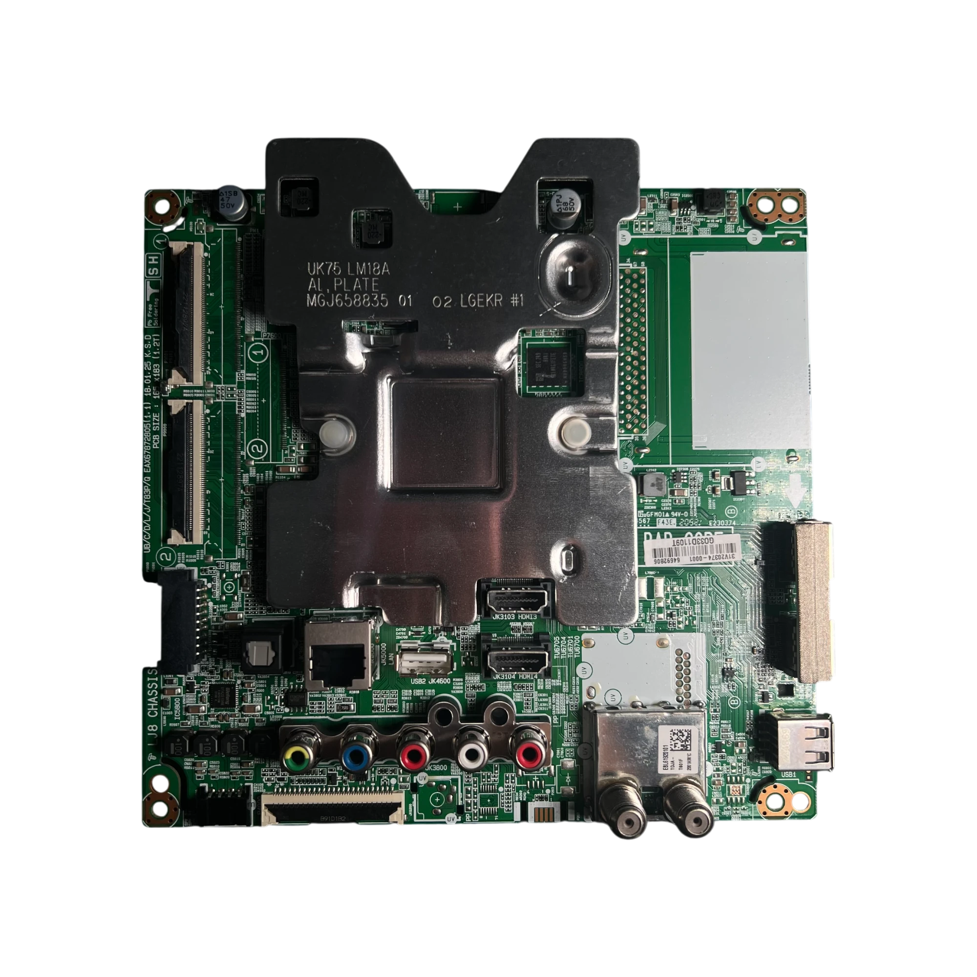 Main Board EBU64692806 LG, vista superior completa con blindaje central