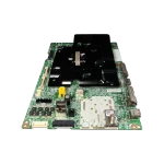 LG EBU65769801 — Detalle de Puertos y Sintonizador Tarjeta madre LG EBU65769801 con blindaje negro y módulo sintonizador RF en primer plano