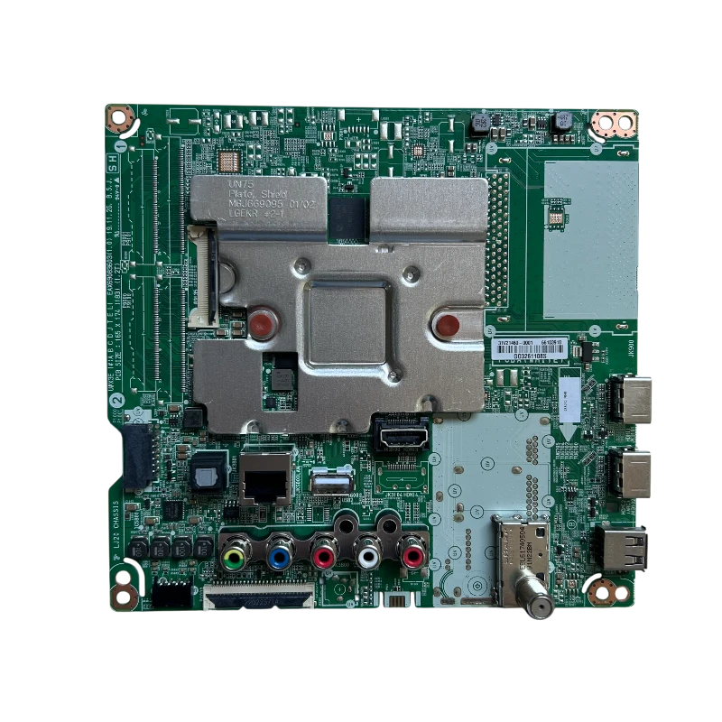 Main Board LG EBU66103910 70UN7310PDC/70UN7100PDA – Vista frontal Main board LG EBU66103910 para 70UN7310PDC y 70UN7100PDA BWCMLKR vista frontal con puertos HDMI USB LAN AV y sintonizador RF