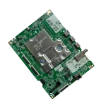 main board lg ebu66334302 vista en ángulo con blindaje y zona de puertos