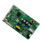 tarjeta main lg ebr83949257 para refrigerador vista en ángulo con bobina de cobre y capacitores