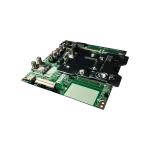 Main board LG EBU64808504 con conectores AV multicolor y blindaje, vista diagonal