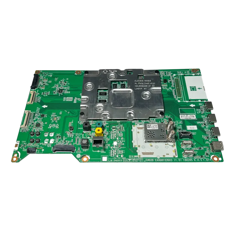 Main Board LG EBU64861804 BPR Total Assembly – vista superior con blindaje y área de puertos