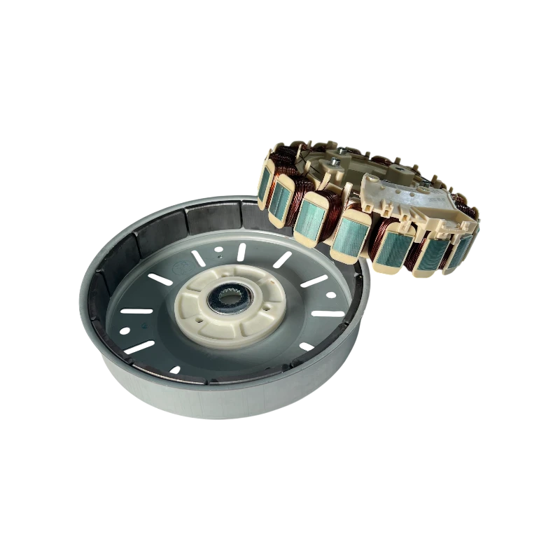 Módulo de motor BLDC DD Samsung DC93-00309C HUDSON SDM700; estator con bobinas de cobre y rotor tipo tambor, vista superior.