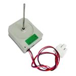 Perspectiva del motor LG 4681JB1029A mostrando el eje de metal largo.