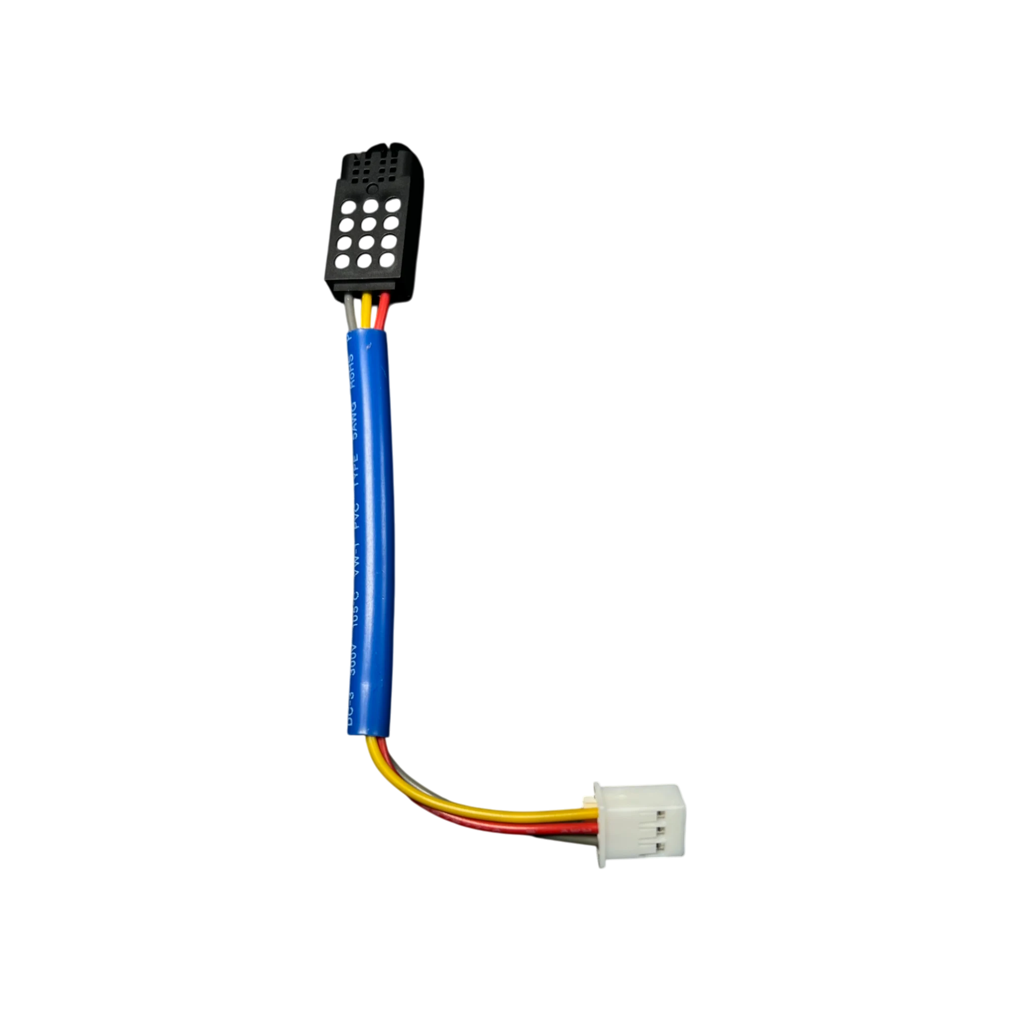 Sensor de humedad Samsung DA32-00034B con rejilla negra y arnés azul, conector blanco de 3 pines.