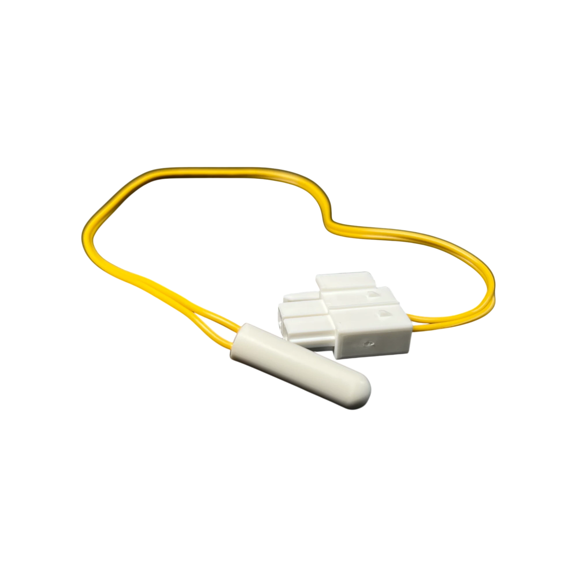 Sensor de temperatura Samsung DA32-00066B NTC 502AT con cable amarillo y conector blanco.